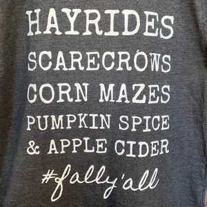 Bella Canvas, Womens Fall Y'all Graphic T-Shirt Gray Short Sleeve Autumn Size XS